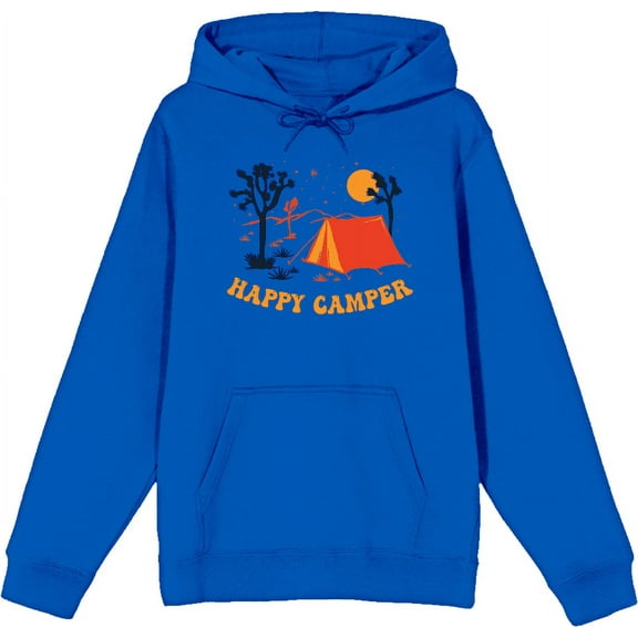 Adventure Society Happy Camper Blue Adult Long Sleeve Hoodie-Medium