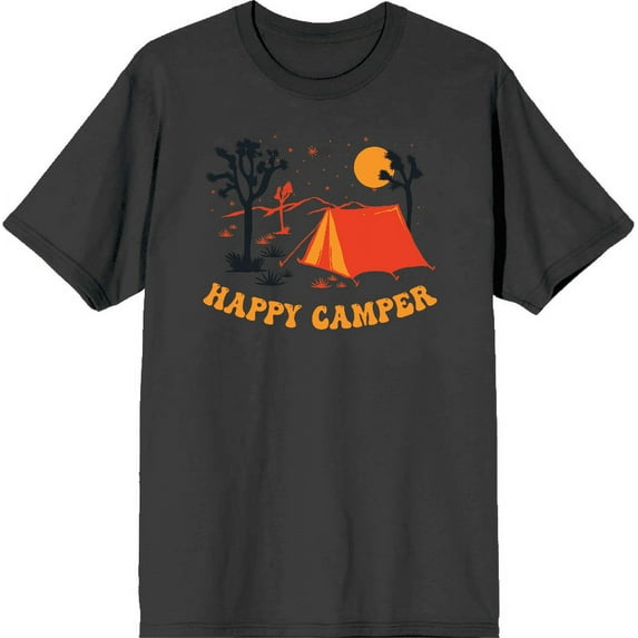 Adventure Society Happy Camper Charcoal Men's Crew Neck Short Sleeve Tee-3XL
