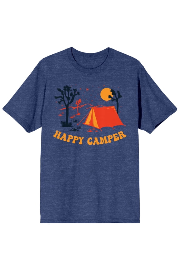 Adventure Society Happy Camper Men's Navy T-Shirt-Small