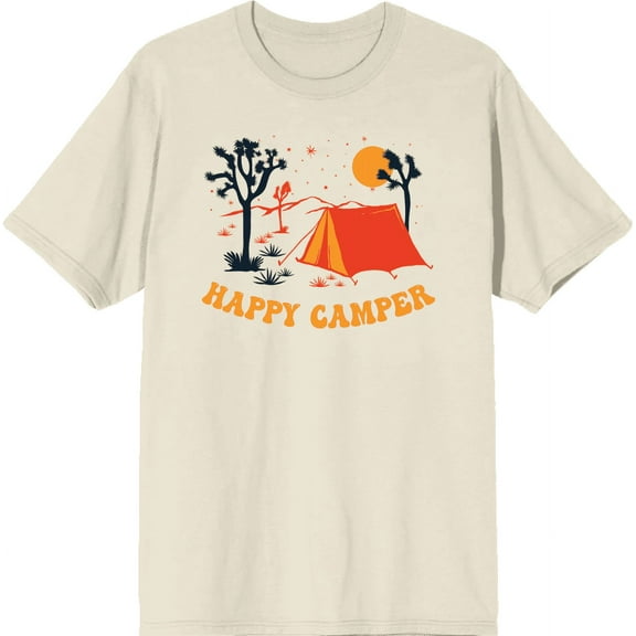 Adventure Society Happy Camper Natural Men's Crew Neck Short Sleeve Tee-XL