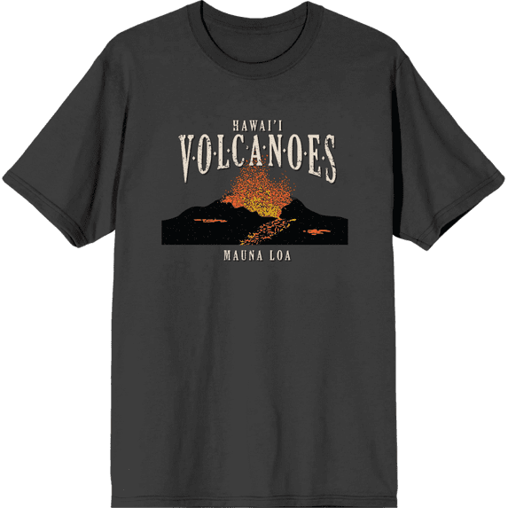 Adventure Society Hawaii Volcanoes Crew Neck Short Sleeve Adult T-shirt-3XL-Charcoal