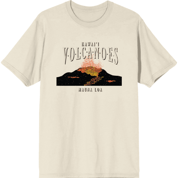 Adventure Society Hawaii Volcanoes Crew Neck Short Sleeve Adult T-shirt-Small-Off-White