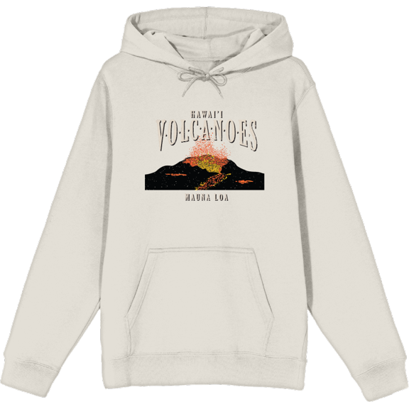 Adventure Society Hawaii Volcanoes Long Sleeve Adult Hooded Sweatshirt-XL-Cream