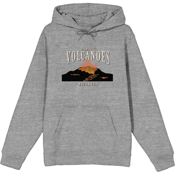 Adventure Society Hawaii Volcanoes Long Sleeve Adult Hooded Sweatshirt-XS-Heather Gray