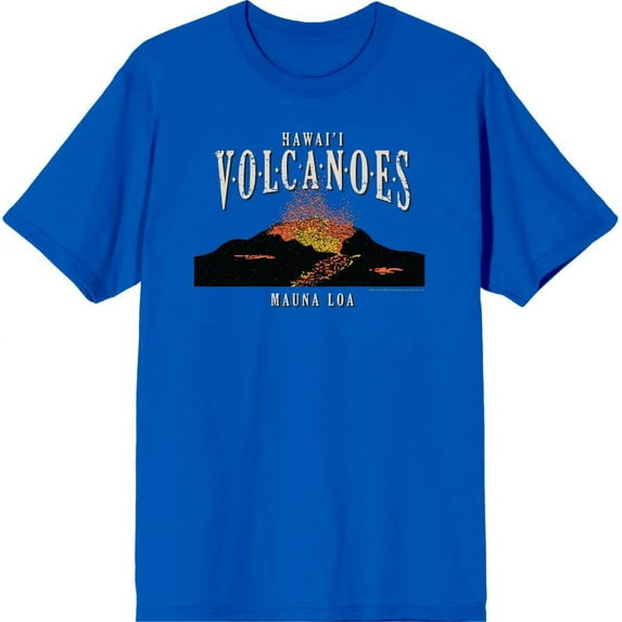 Adventure Society Hawaii Volcanoes Men's Blue Crew Neck Short Sleeve Tee-3XL