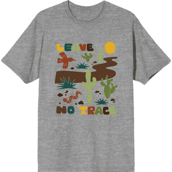 Adventure Society Leave No Trace Heather Gray Men's Crew Neck Short Sleeve Tee-XS