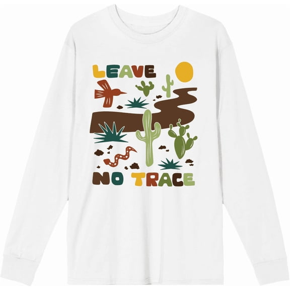 Adventure Society Leave No Trace White Adult Crew Neck Long Sleeve Tee-Medium