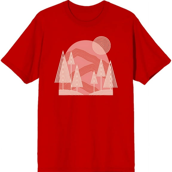 Adventure Society Mountain & Pine Trees Red Men's Crew Neck Short Sleeve Tee-XXL