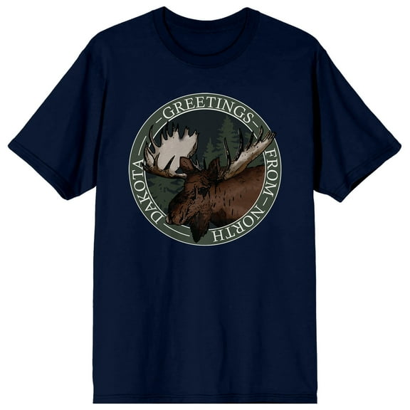 Adventure Society North Dakota Moose Men's Navy T-Shirt-Small