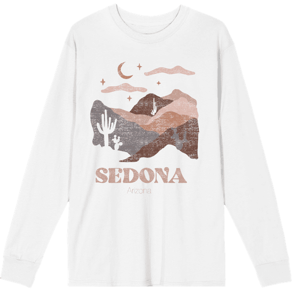Adventure Society Sedona Arizona Crew Neck Long Sleeve Adult Tee-Large-White