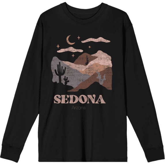 Adventure Society Sedona Arizona Crew Neck Long Sleeve Adult Tee-XS-Black