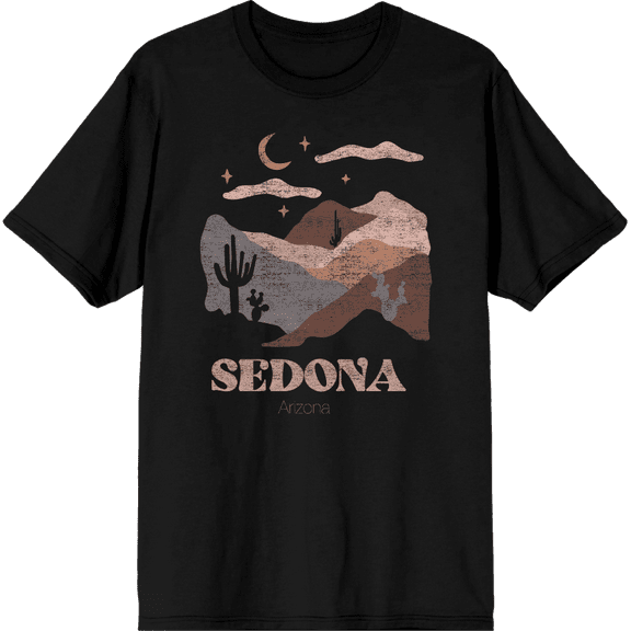 Adventure Society Sedona Arizona Crew Neck Short Sleeve Adult T-shirt-Medium-Black