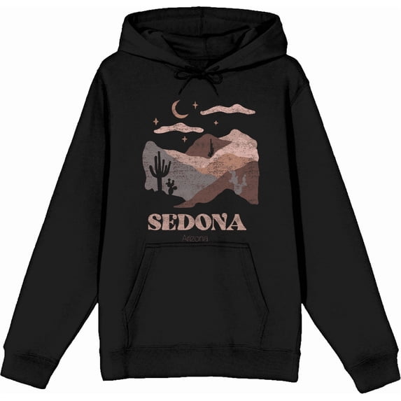 Adventure Society Sedona Arizona Long Sleeve Adult Hooded Sweatshirt-Medium-Black