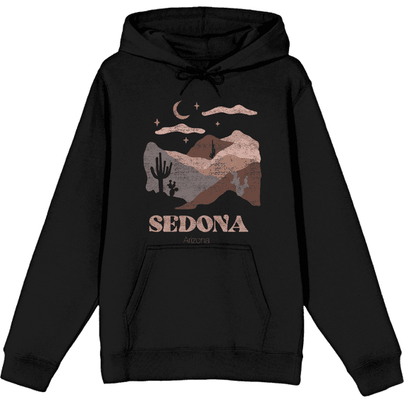 Adventure Society Sedona Arizona Long Sleeve Adult Hooded Sweatshirt-Medium-Black