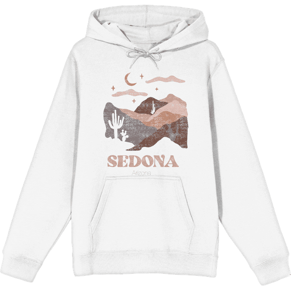 Adventure Society Sedona Arizona Long Sleeve Adult Hooded Sweatshirt-Small-White