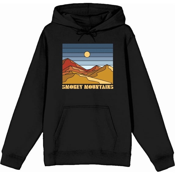 Adventure Society Smokey Mountains Black Adult Long Sleeve Hoodie-XS