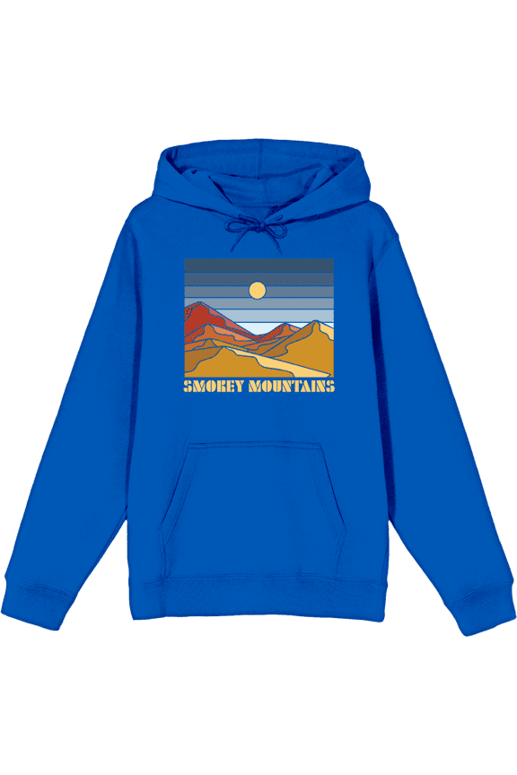 Adventure Society Smokey Mountains Blue Adult Long Sleeve Hoodie-Small