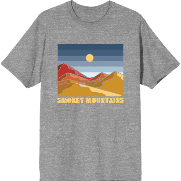 Adventure Society Smokey Mountains Heather Gray Men's Crew Neck Short Sleeve Tee-Medium