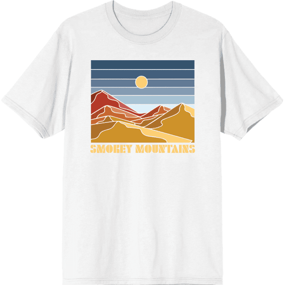 Adventure Society Smokey Mountains Men's White Crew Neck Short Sleeve Tee-Medium