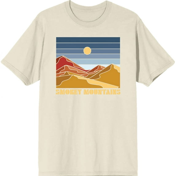 Adventure Society Smokey Mountains Natural Men's Crew Neck Short Sleeve Tee-Medium