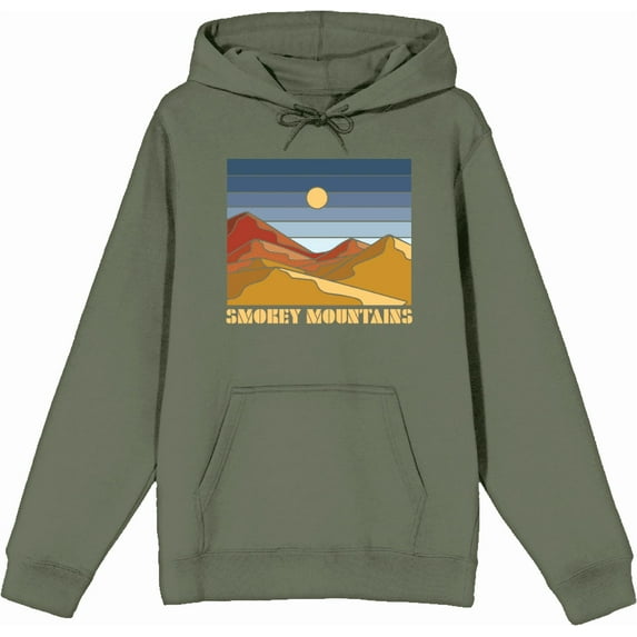 Adventure Society Smokey Mountains Olive Adult Long Sleeve Hoodie-XXL