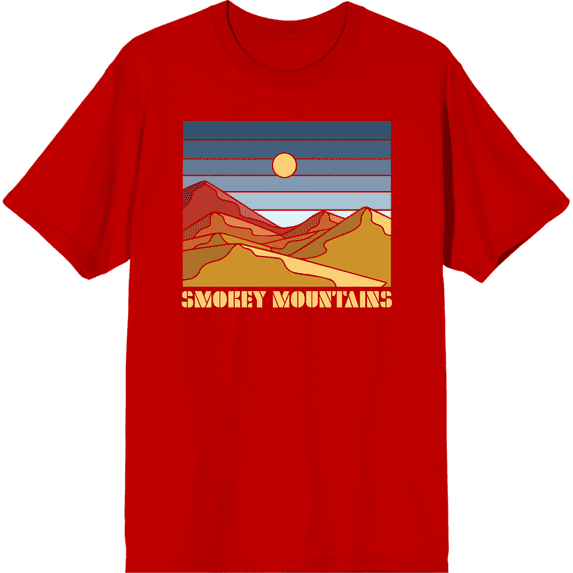 Adventure Society Smokey Mountains Red Men's Crew Neck Short Sleeve Tee-Small