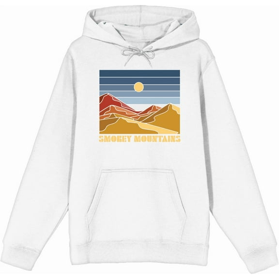 Adventure Society Smokey Mountains White Adult Long Sleeve Hoodie-XS