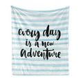 thumbnail image 1 of Adventure Soft Flannel Fleece Blanket, Every Day is a New Adventure Words Inspirational Things About Life Artwork, Cozy Plush for Indoor and Outdoor Use, 50" x 70", Baby Blue Black, by Ambesonne, 1 of 5