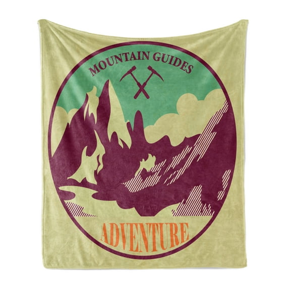 Adventure Soft Flannel Fleece Blanket, Journey Mountain Guides Trekking Climbing Camps Tourism Vivid Colorful Art Print, Cozy Plush for Indoor and Outdoor Use, 50" x 60", Multicolor, by Ambesonne