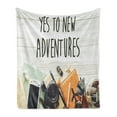 thumbnail image 1 of Adventure Soft Flannel Fleece Blanket, Say Yes to New Adventures Text Travel Preparations Theme Wanderlust Concept Retro, Cozy Plush for Indoor and Outdoor Use, 50" x 60", Multicolor, by Ambesonne, 1 of 6