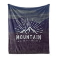 thumbnail image 1 of Adventure Soft Flannel Fleece Throw Blanket, Dare to Explore Words Mountain Landscape Journey Adventure Themed Image, Cozy Plush for Indoor and Outdoor Use, 60" x 80", Indigo, by Ambesonne, 1 of 6