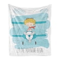 thumbnail image 1 of Adventure Soft Flannel Fleece Throw Blanket, Girl Flying a Plane on Sky Cartoon Child Dream Imagination, Cozy Plush for Indoor and Outdoor Use, 50" x 70", Dark Coral Baby Blue, by Ambesonne, 1 of 5