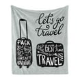 thumbnail image 1 of Adventure Soft Flannel Fleece Throw Blanket, Packing the Bags and Traveling World Journey and Fun Themed Work of Art Print, Cozy Plush for Indoor and Outdoor Use, 50" x 60", Black White, by Ambesonne, 1 of 5