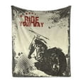 thumbnail image 1 of Adventure Soft Flannel Fleece Throw Blanket, Ride Your Way Words Motorcycle Image Poster Artwork Print, Cozy Plush for Indoor and Outdoor Use, 50" x 60", Charcoal Grey Maroon, by Ambesonne, 1 of 5