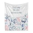 thumbnail image 1 of Adventure Soft Flannel Fleece Throw Blanket, Underwater Marine Wildlife Theme Seashells Corals and Starfishes, Cozy Plush for Indoor and Outdoor Use, 60" x 80", Navy Blue Dark Coral, by Ambesonne, 1 of 5