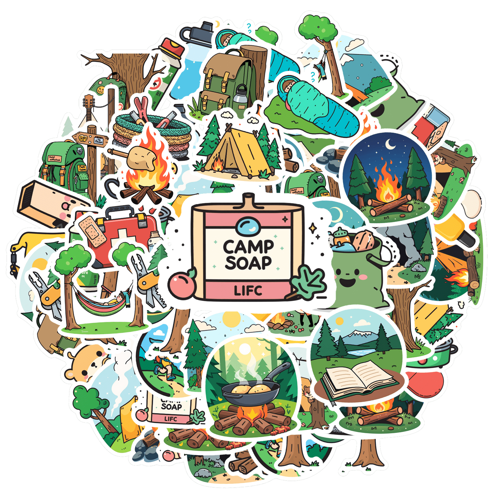 100 Pcs Wilderness Adventure Stickers - Hiking, Camping, National Park Themed Vinyl Decals For Laptops, Water Bottles