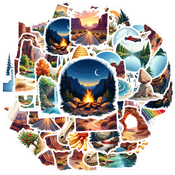 Adventure Stickers Landscape Nature Stickers Travel Decals for Luggage Suitcase Notebook