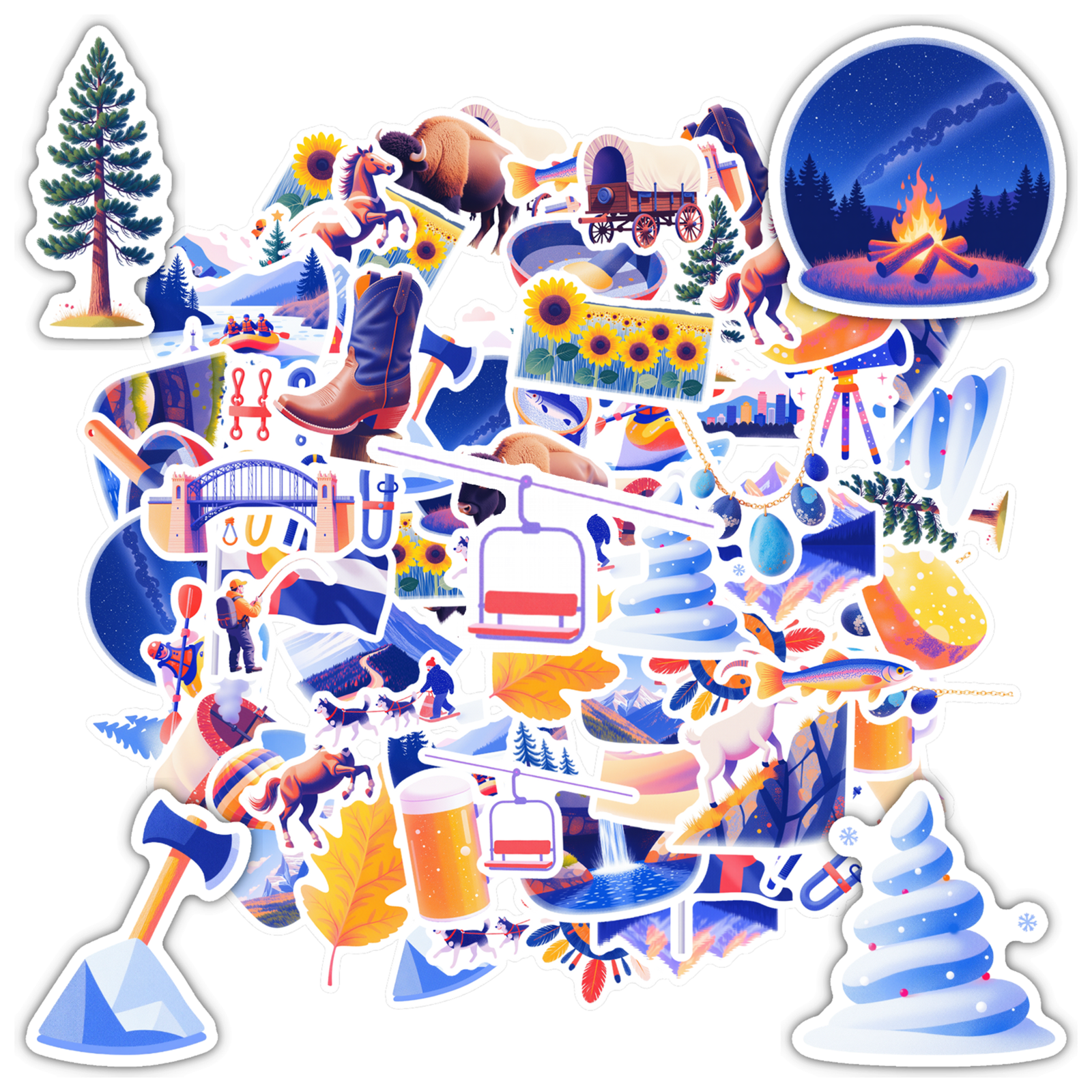 Adventure Stickers Nature Decals Travel Sticker Pack Outdoor Stickers ...