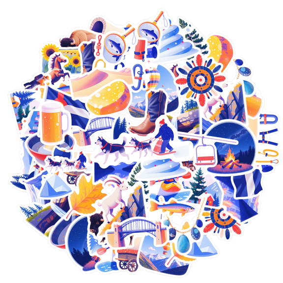 Adventure Stickers Nature Decals Travel Sticker Pack Outdoor Stickers for Laptops Suitcase Notebooks