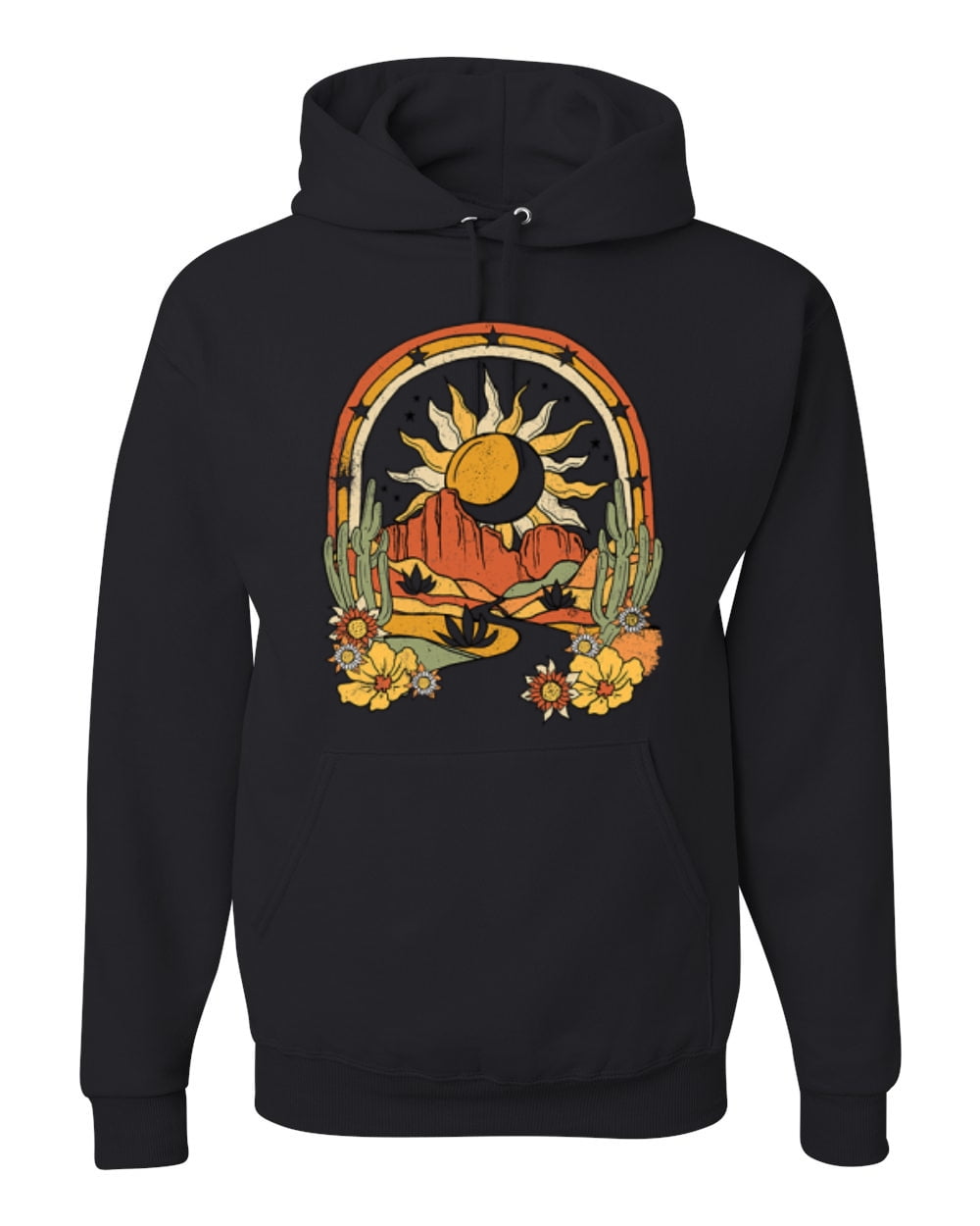 Adventure Sun With Cacti In the Desert With Flowers UniSex Hoodie