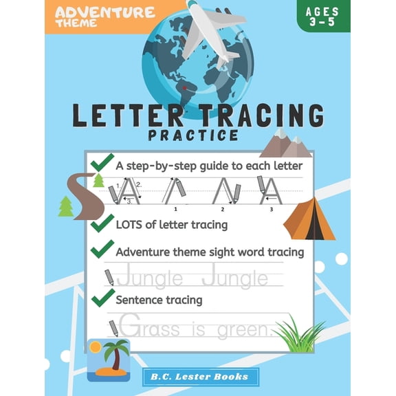 Kids Geography Books Adventure Theme Letter Tracing Practice: Handwriting Practice On Letters And Sight Words: Geography Theme Workbook for k, (Paperback)