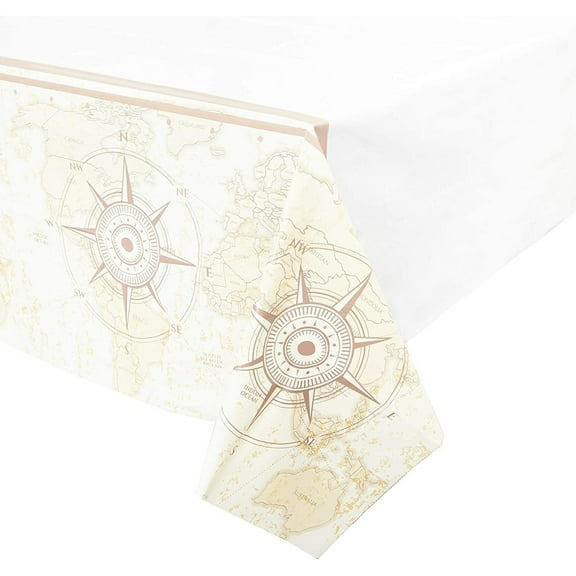 Blue Panda Disposable World Map Tablecloth - 54 x 108 in, Pack of 3, Multi-Color - Plastic Travel-Themed Tablecloth - Adventure-Themed Baby Shower Table Cover