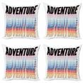 thumbnail image 1 of Adventure Throw Pillow Cushion Case Pack of 4, Colorful Illustration of Retro Inspired Nested Lettering Modern Calligraphy, Modern Accent Double-Sided Print, 4 Sizes, Multicolor, by Ambesonne, 1 of 2