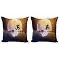thumbnail image 1 of Ambesonne Adventure Throw Pillow Cover 2 Pack, Cat Silhouette Full Moon, 16", Multicolor, 1 of 2