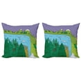 thumbnail image 1 of Adventure Throw Pillow Cushion Cover Pack of 2, Cartoon Style Print of Fish Jumping near the Edge of a Waterfall in the Wild, Zippered Double-Side Digital Print, 4 Sizes, Multicolor, by Ambesonne, 1 of 2