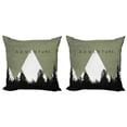 thumbnail image 1 of Ambesonne Adventure Throw Pillow Cover 2 Pack, Forest Halftone Style, 18", Army Green Black White, 1 of 5