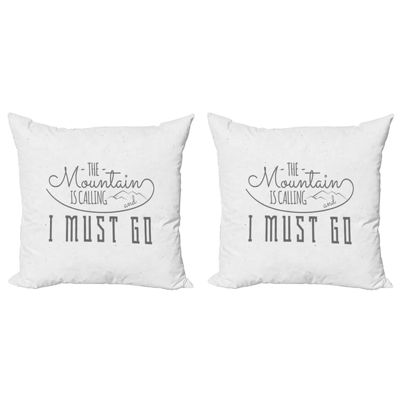 Ambesonne Adventure Throw Pillow Cover 2 Pack, Nature Walk Mountains, 18", Grey White