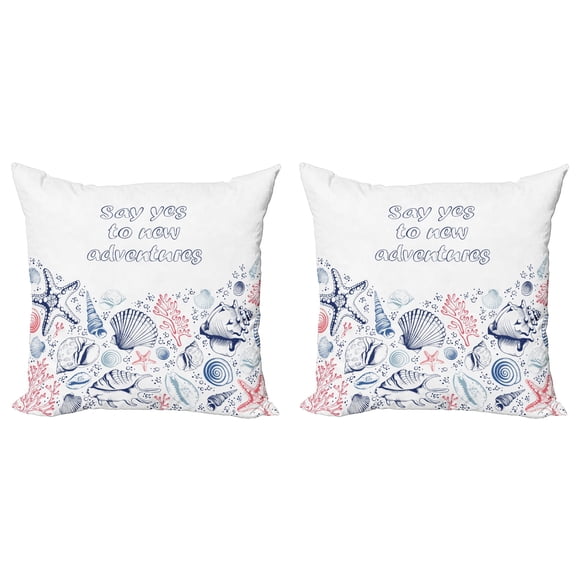 Ambesonne Adventure Throw Pillow Cover 2 Pack, Underwater Naval Wildlife, 18", Navy Blue Dark Coral