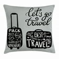 thumbnail image 1 of Adventure Throw Pillow Cushion Cover, Packing the Bags and Traveling World Journey and Fun Themed Work of Art Print, Decorative Square Accent Pillow Case, 24 X 24 Inches, Black White, by Ambesonne, 1 of 2