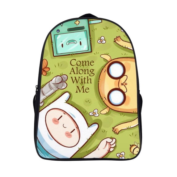 Adventure Time 16 Inch Backpack with 2 Compartment, Large Capacity School Bookbags Casual Travel Daypack